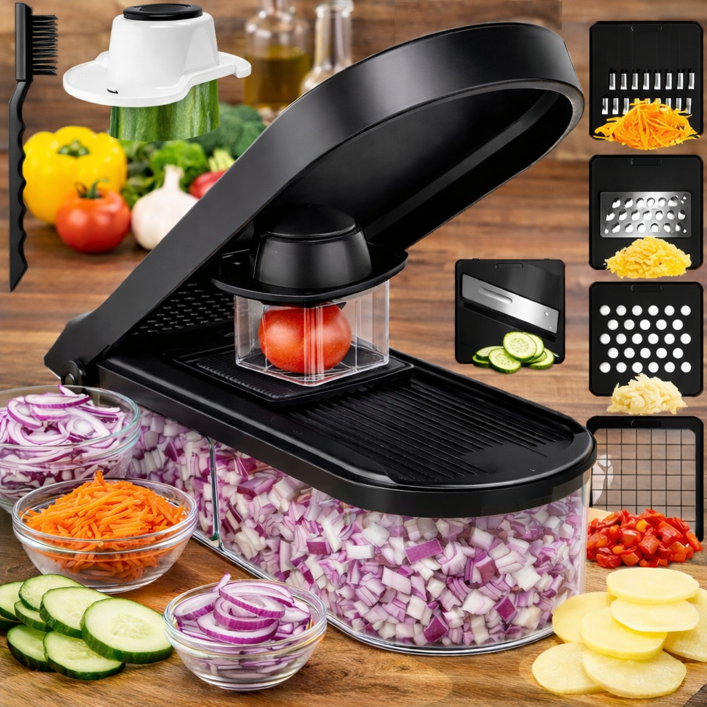 coupe légumes multifonction sécurisé avec protection doigts